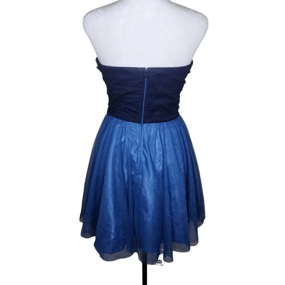 Vintage Y2K Strapless Cocktail Mini Dress Juniors Size 3 Blue Sweetheart